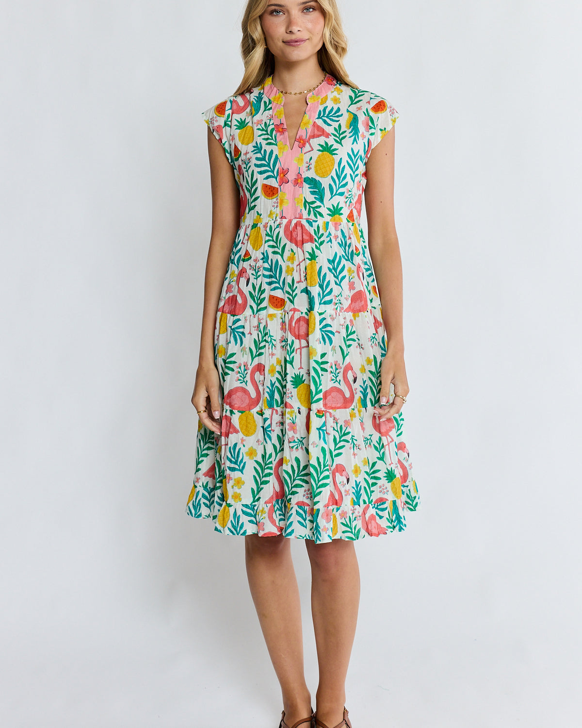 Flamingo Tier Dress White Dresses Lula Life