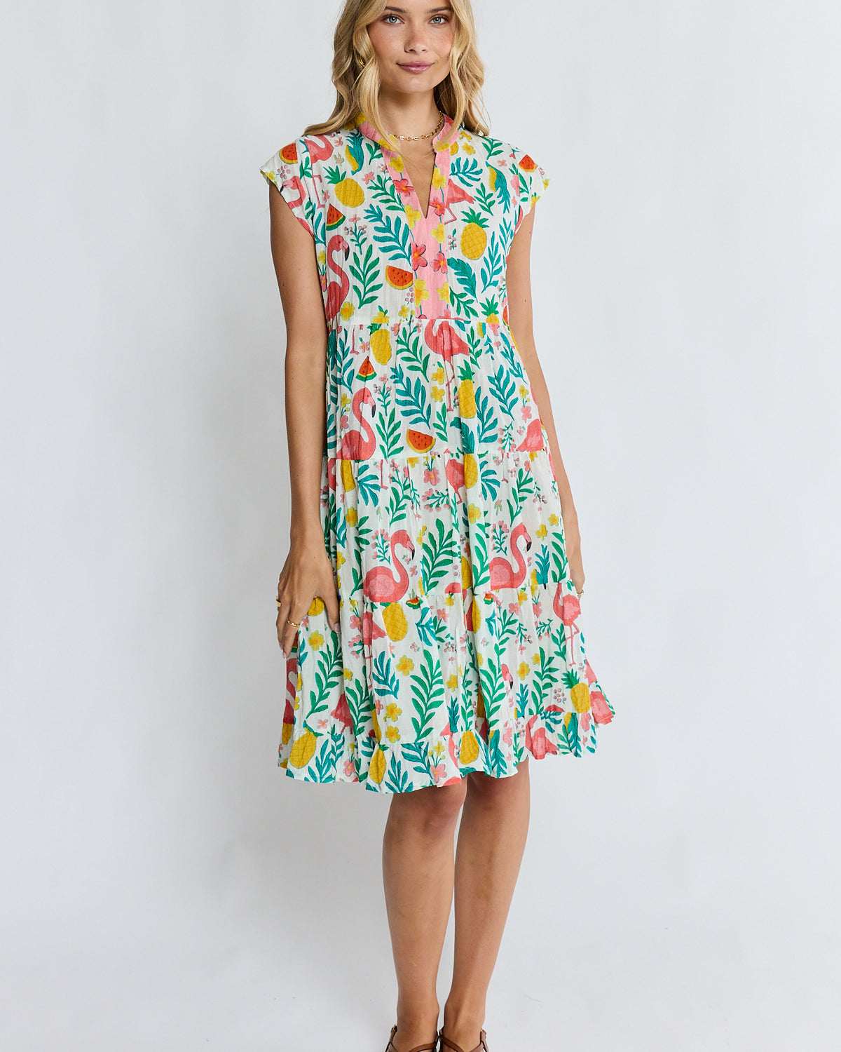 Flamingo Tier Dress White Dresses Lula Life