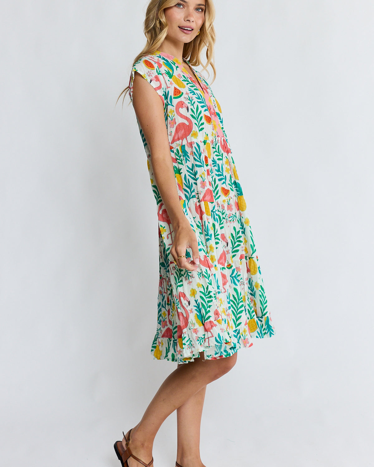 Flamingo Tier Dress White Dresses Lula Life