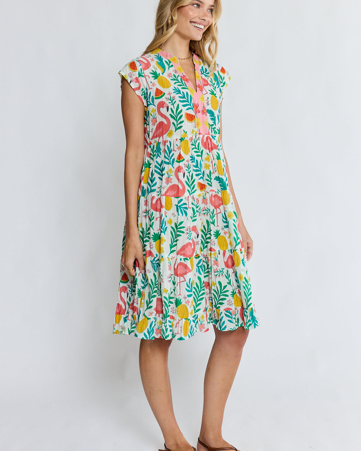 Flamingo Tier Dress White Dresses Lula Life