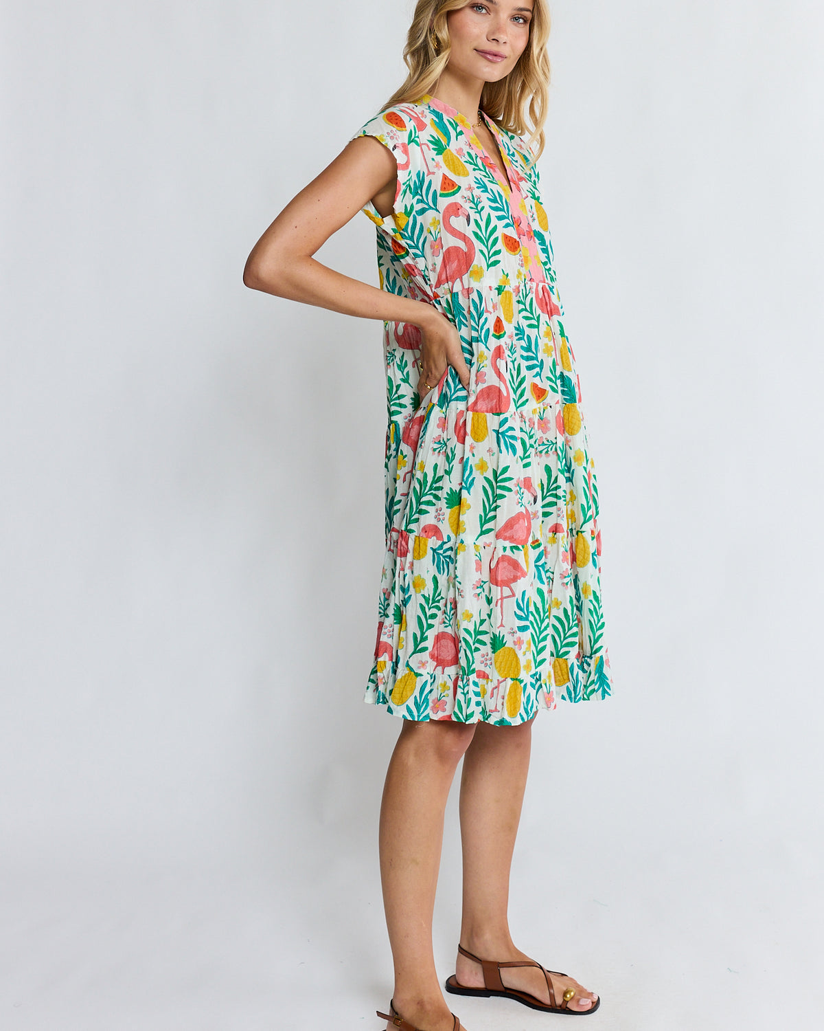 Flamingo Tier Dress White Dresses Lula Life