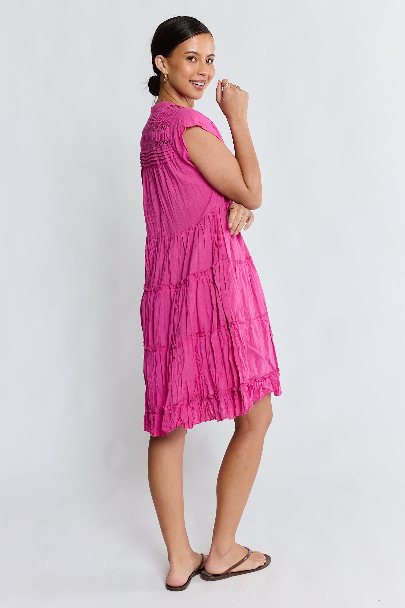 Laverne Tier Dress Fuschia Dresses Lula Life