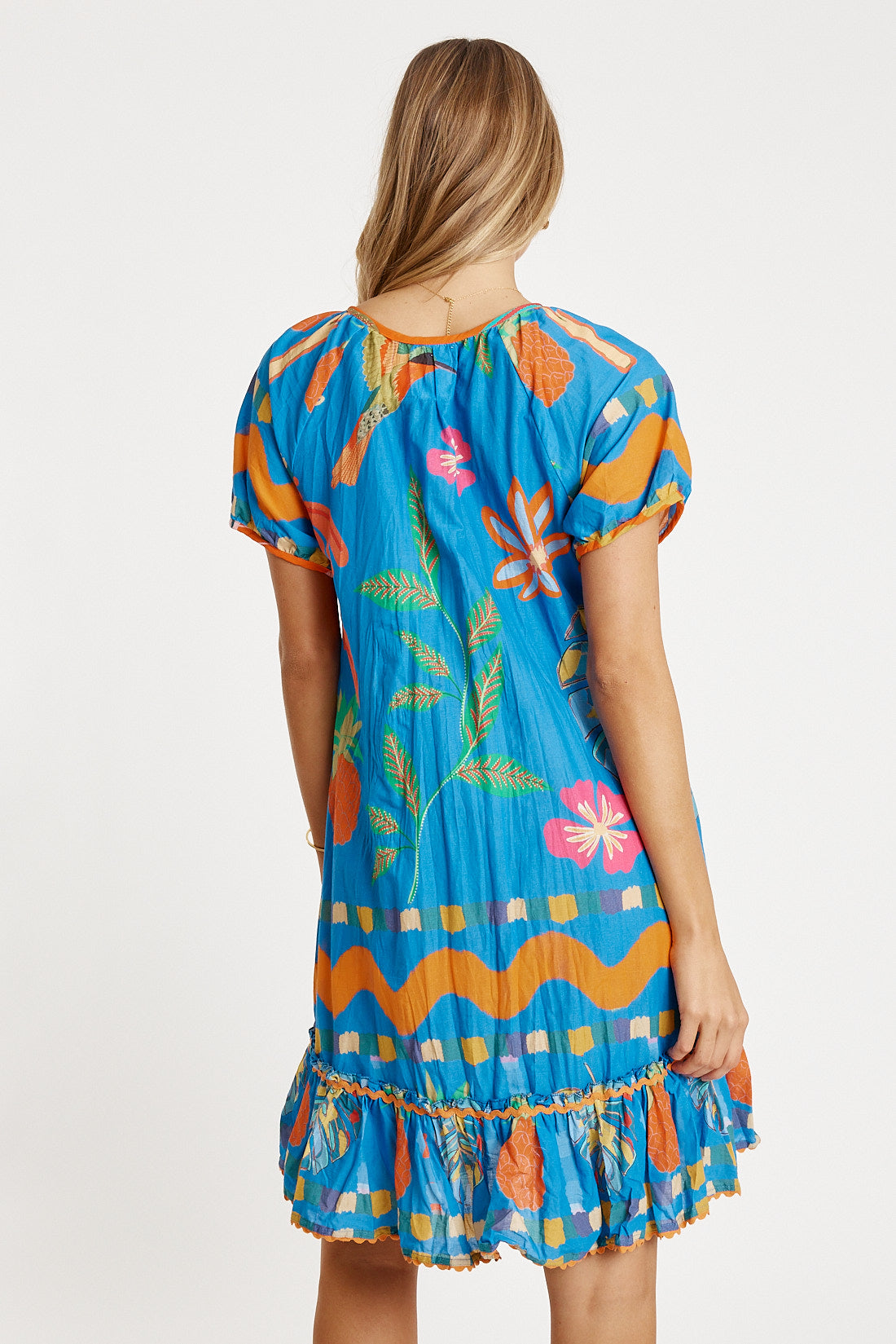 Tasmin Shirred Dress Ocean - Global Free Style