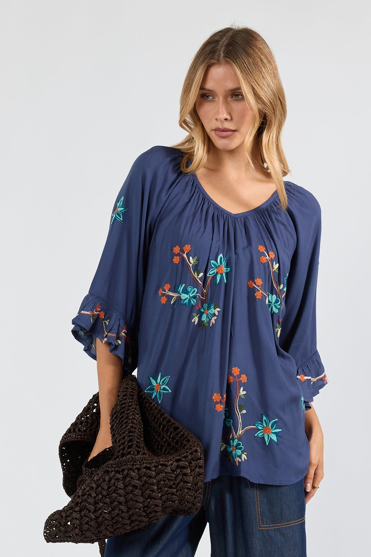 Casita Top Navy Tops Lula Soul
