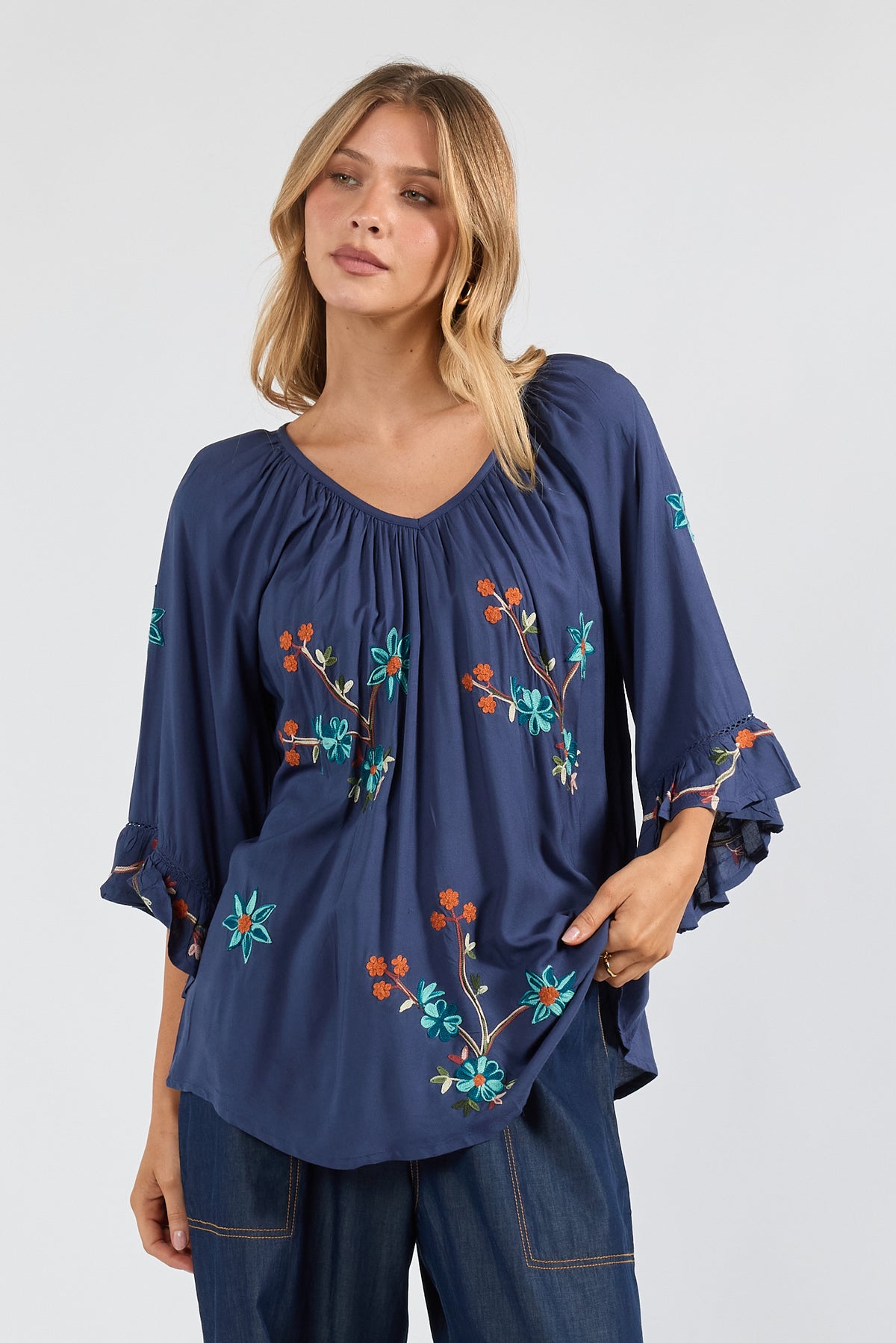 Casita Top Navy Tops Lula Soul