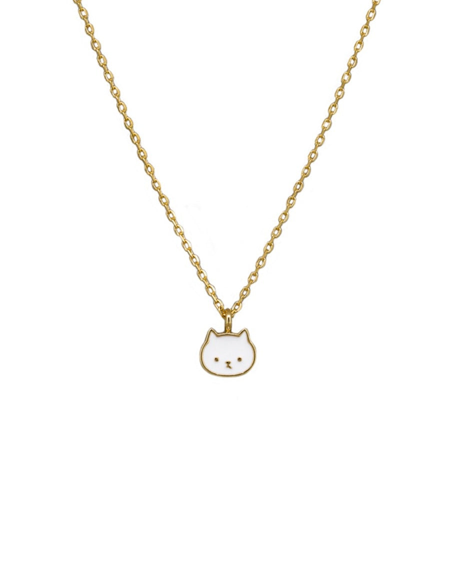 Gold and White Kitty Cat Necklace Necklaces Tiger Tree