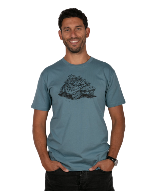 Skumi Slate Blue Micro Turtle T Shirt Mens Tops Skumi S