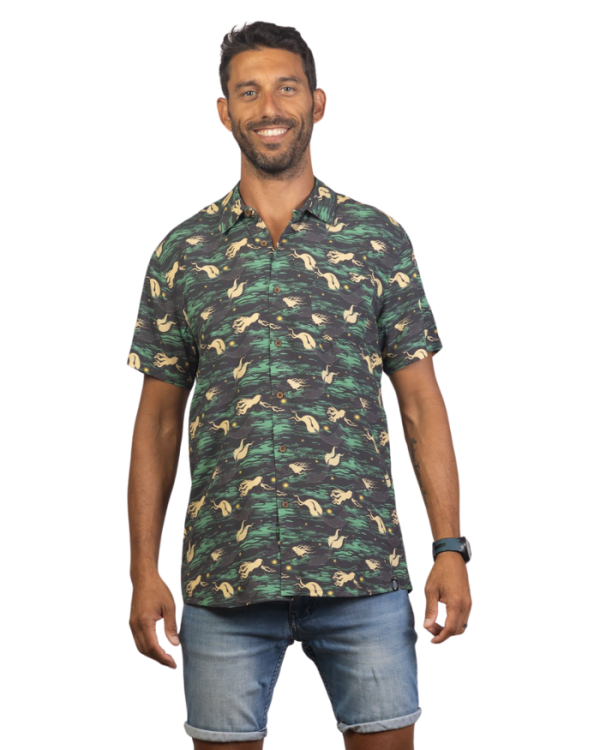 Mermaid Rayon Mens Short Sleeve Shirt Mens Tops Skumi S