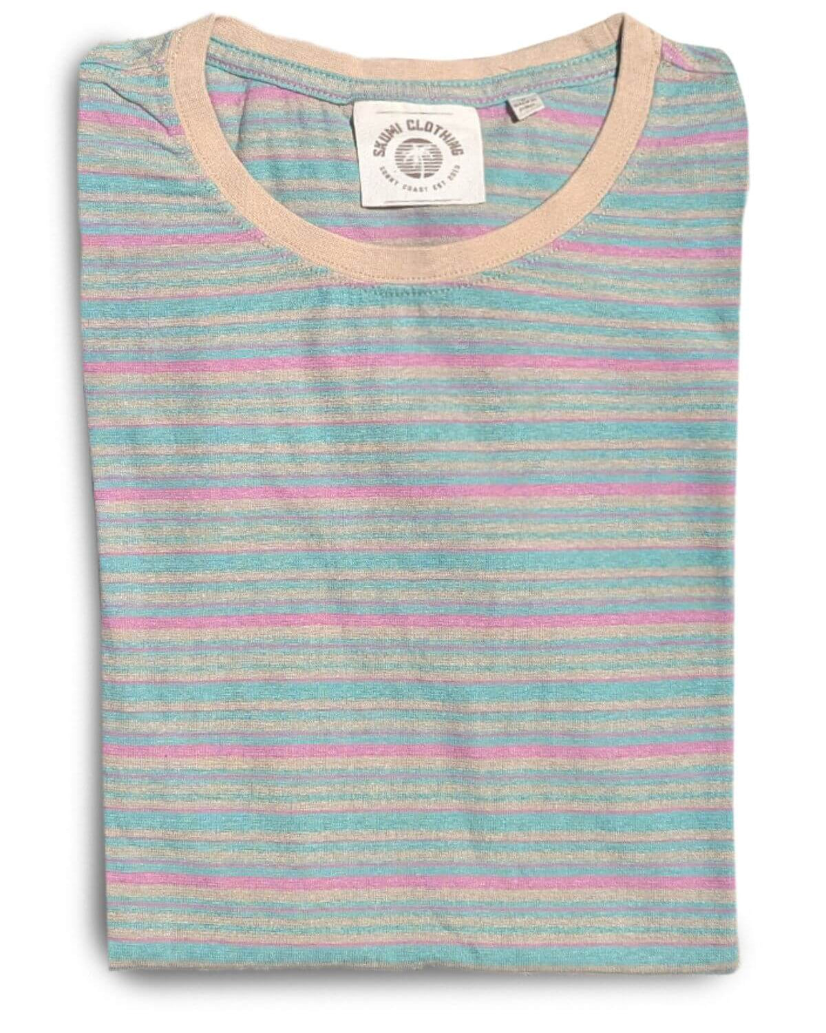 Pink Lines Hemp / Organic Cotton Mens T-Shirt Mens Tops Skumi S