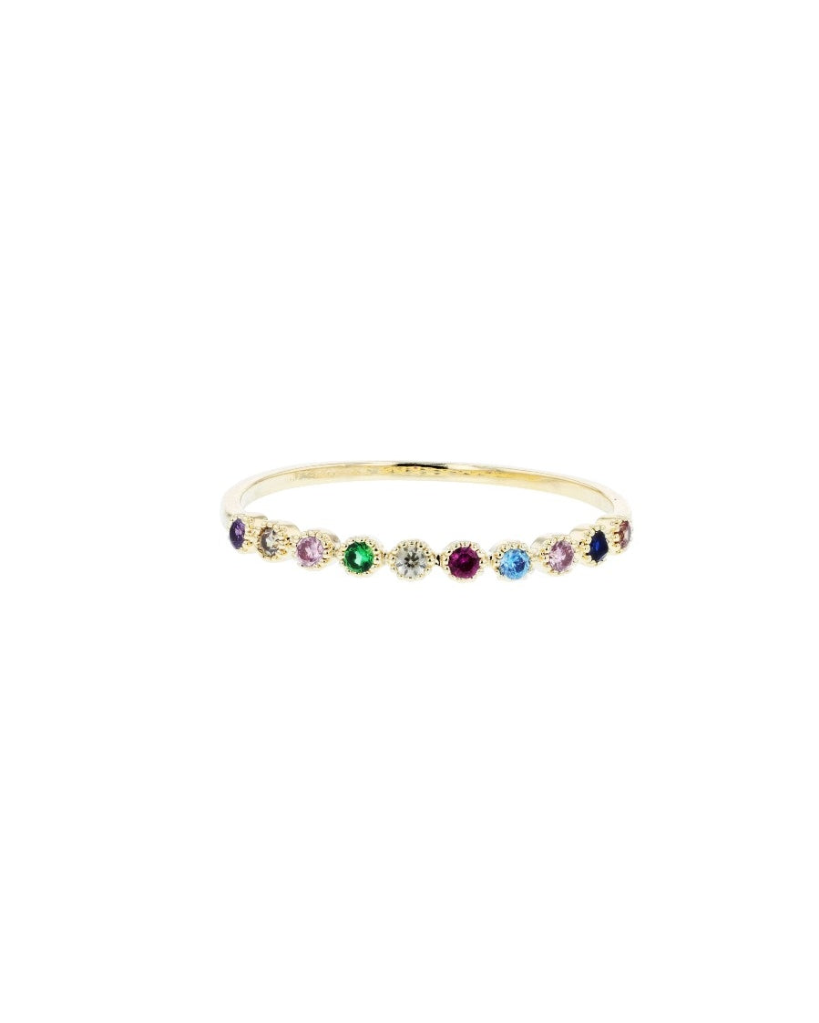 16mm Small Gold Crystal Half Band Rainbow Ring Rings Tiger Tree