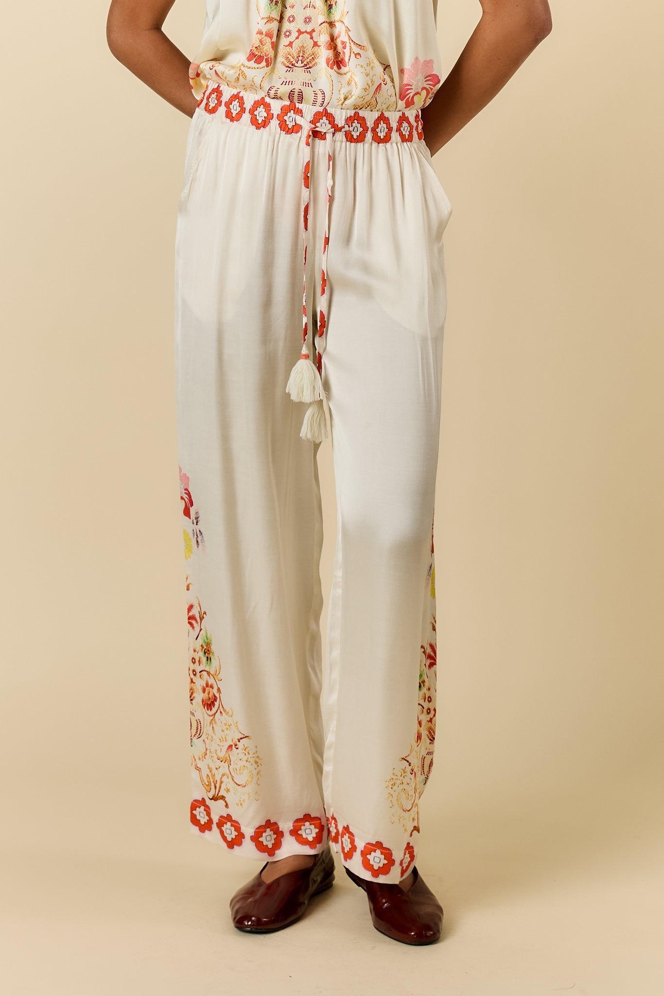 Gazte Pant Cream Bottoms Ruby Yaya