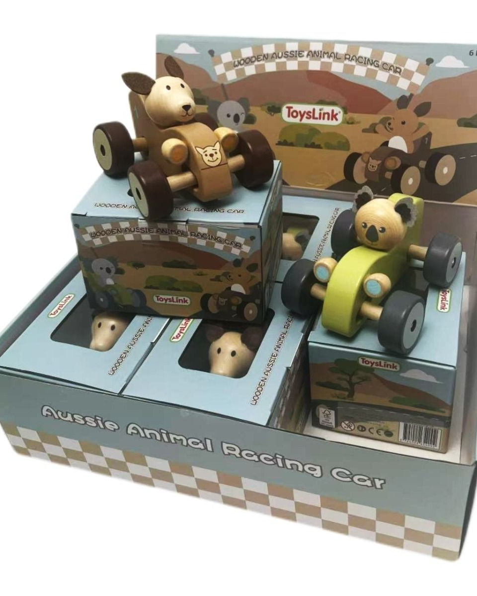Wooden Koala & Kangaroo Wheelie Car Gifts and Accessories ToysLink