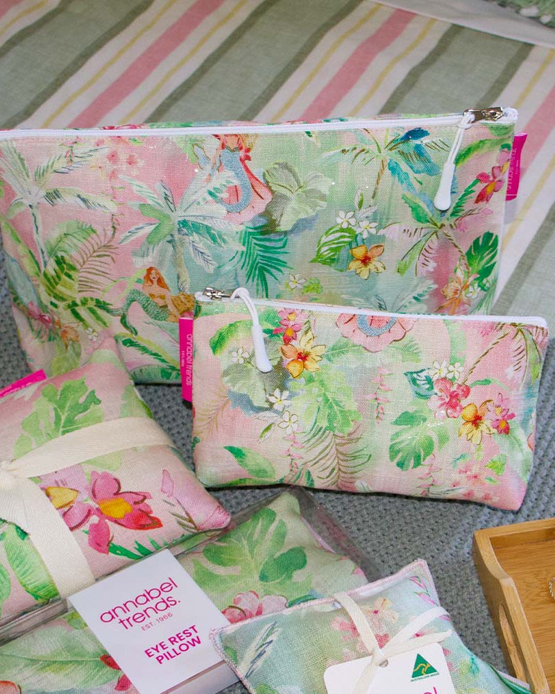 Cosmetic Bag Linen Cotton Small Tiki Island Bags and Purses Annabel Trends