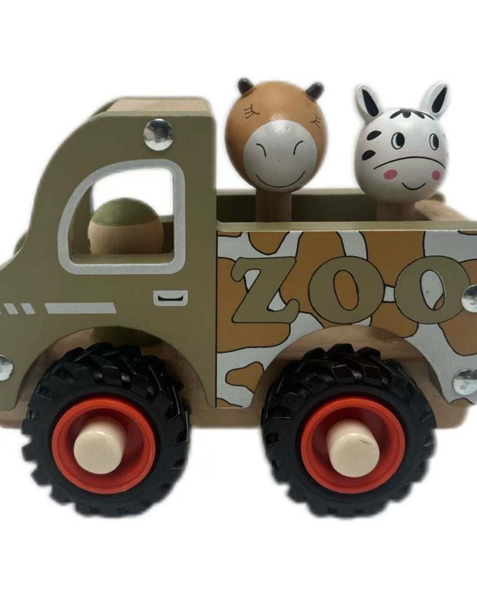 Wooden Zoo Truck Toy with Animal Figurines Gifts and Accessories ToysLink