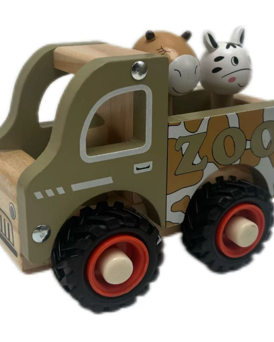 Wooden Zoo Truck Toy with Animal Figurines Gifts and Accessories ToysLink