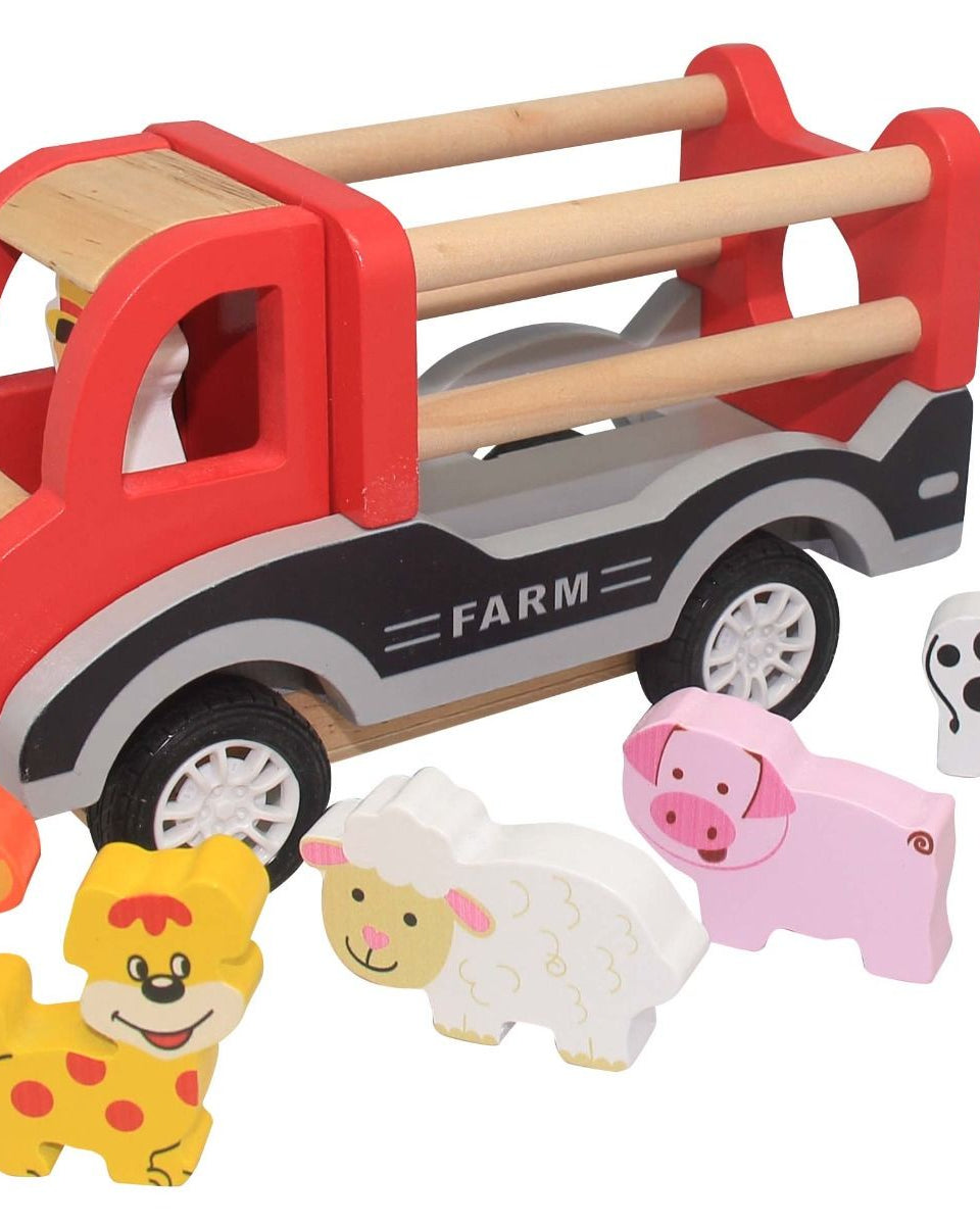 Toyslink Wooden Pullback Farm Truck with Animals Gifts and Accessories ToysLink
