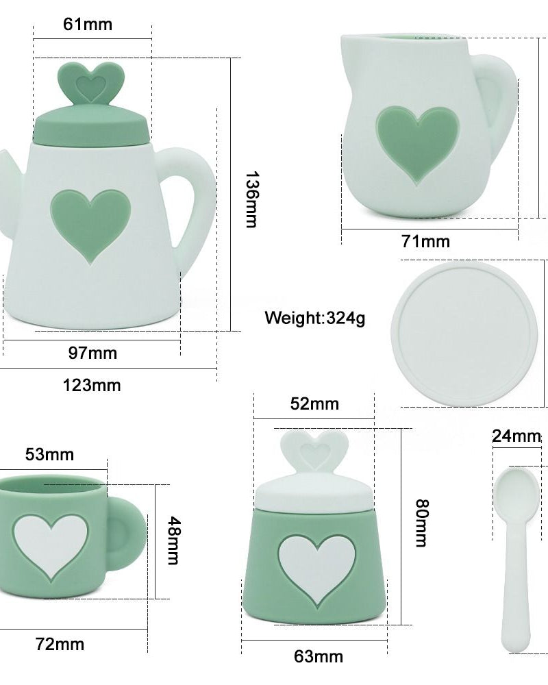 Green Silicone Tea Set Gifts and Accessories ToysLink