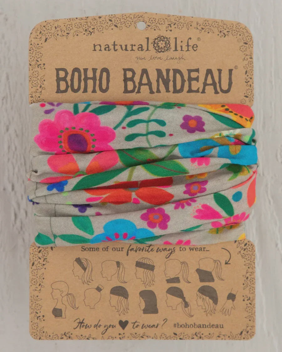 Boho Bandeau Light Taupe Folk Flower Bandeau Natural Life