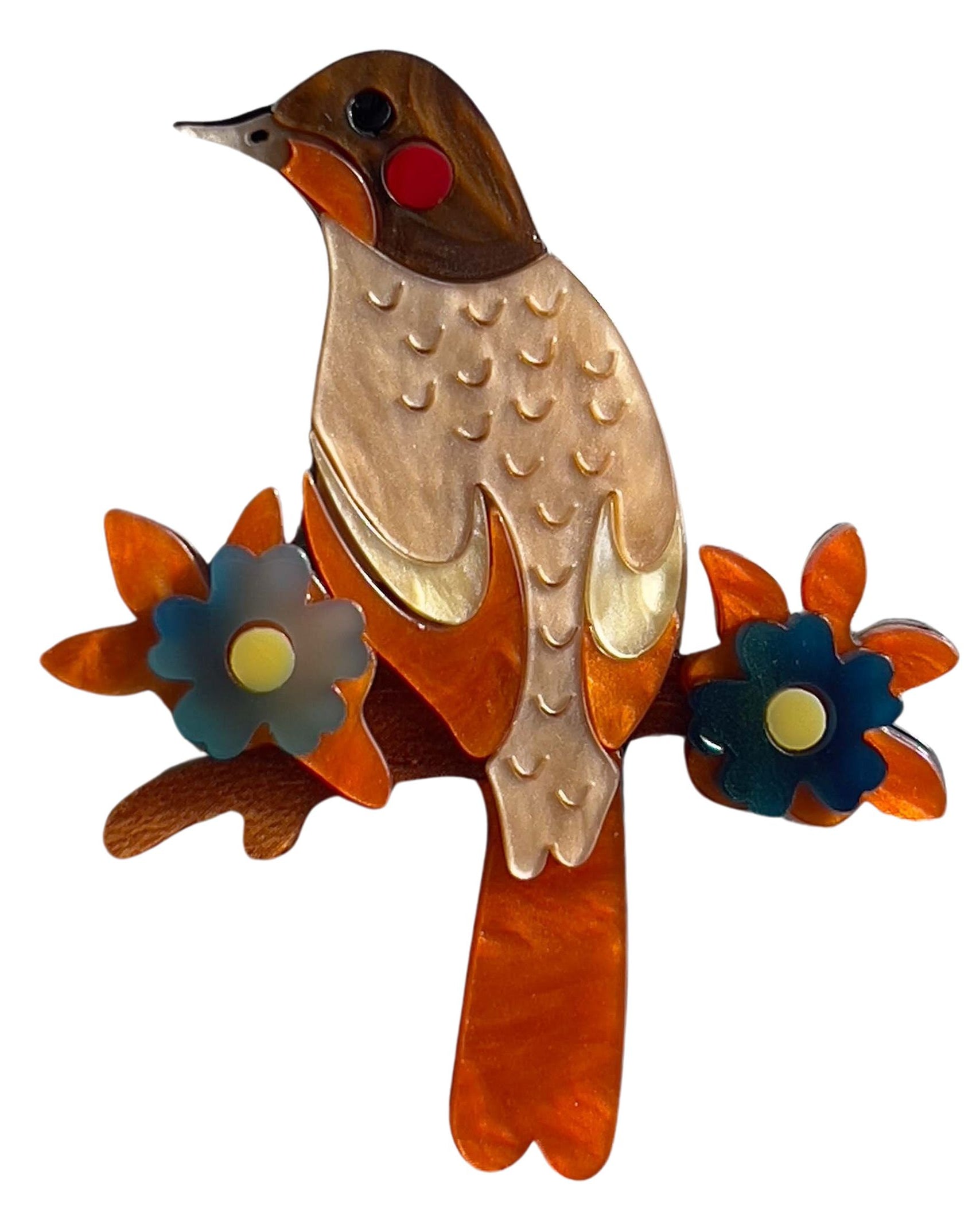 Iris Honeyeater Brooch Peach Brooches Urban