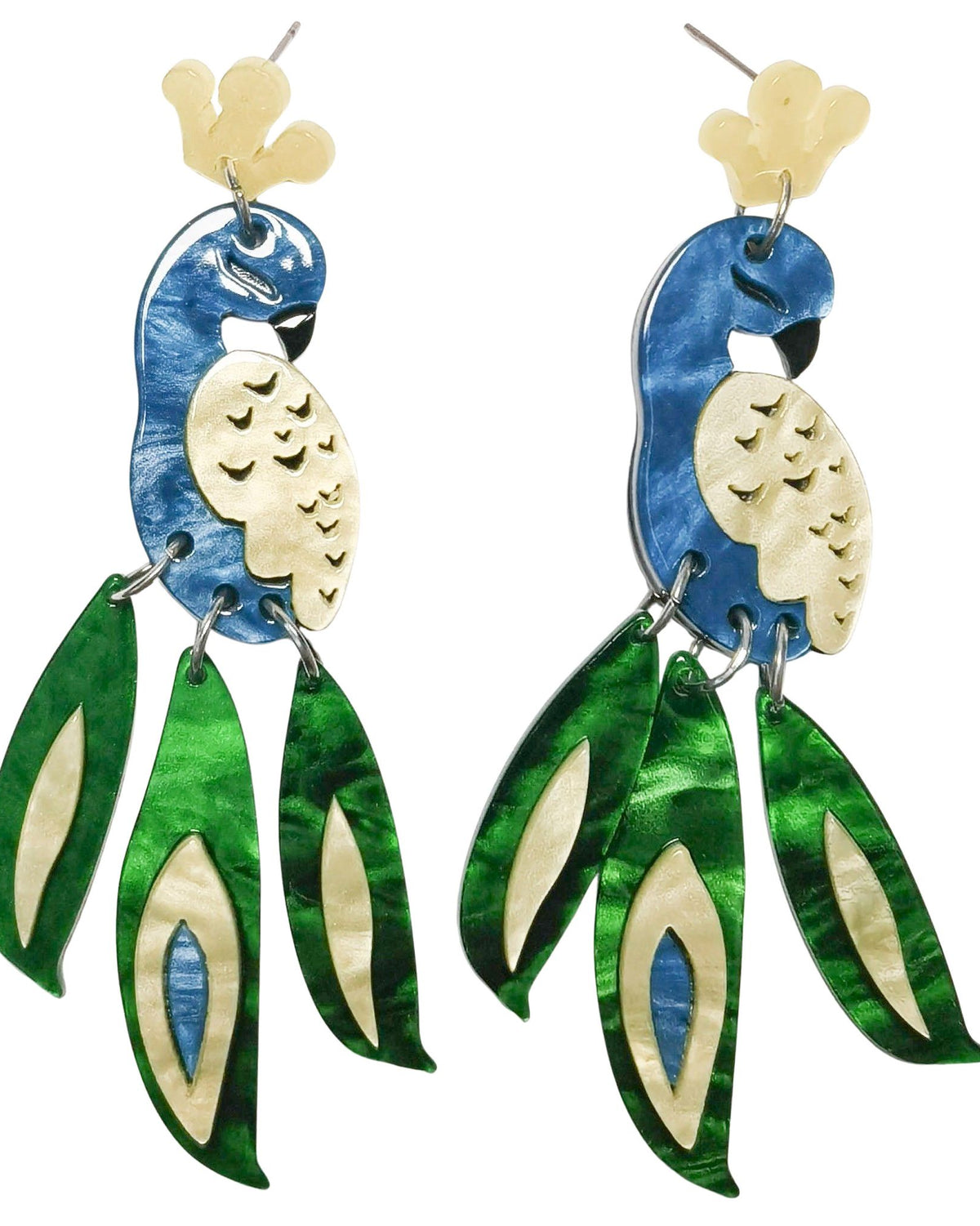 Pop Peacock Earrings Blue - Global Free Style