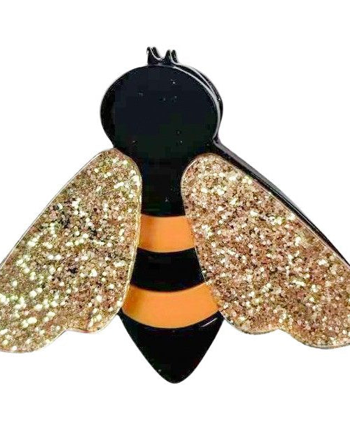Iris Glitter Bee Brooch Yellow - Global Free Style