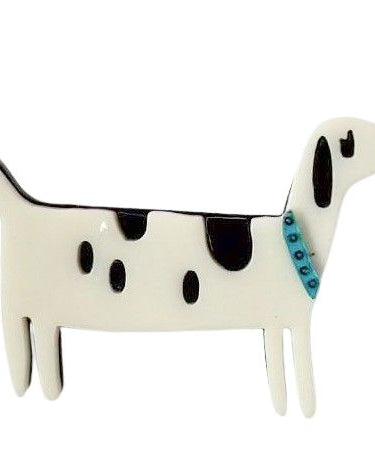 Iris Spotty Dog Brooch White Brooches Urban