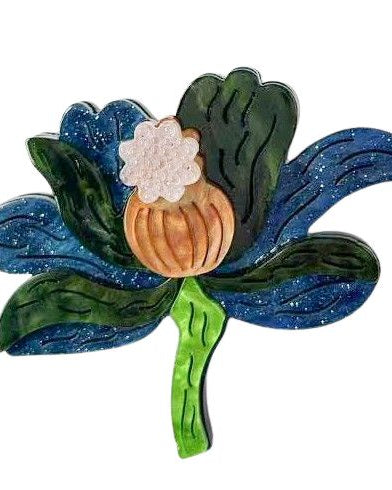 Iris Opal Flower Brooch Blue Brooches Urban