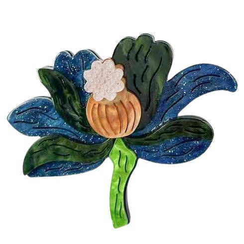 Iris Opal Flower Brooch Blue Brooches Urban