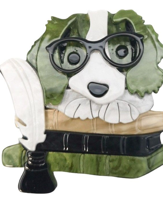 Iris Book Dog Brooch Green Brooches Urban