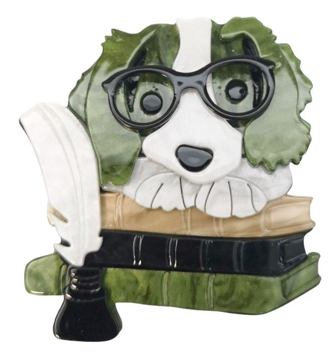 Iris Book Dog Brooch Green Brooches Urban