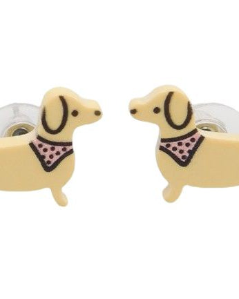 Pop Mini Sausage Dog Earring Tan - Global Free Style