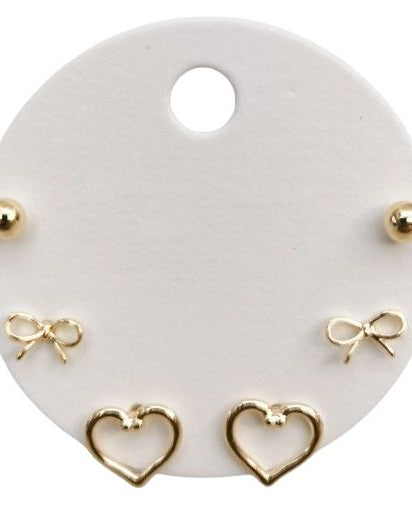 Petite Heart & Stud Trio Earring Gold - Global Free Style
