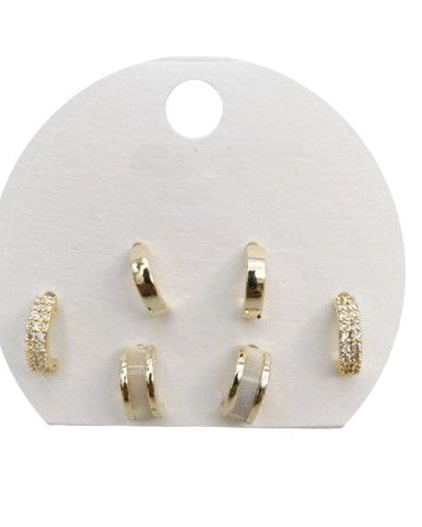 Petit Crystal Trio Earring Gold - Global Free Style
