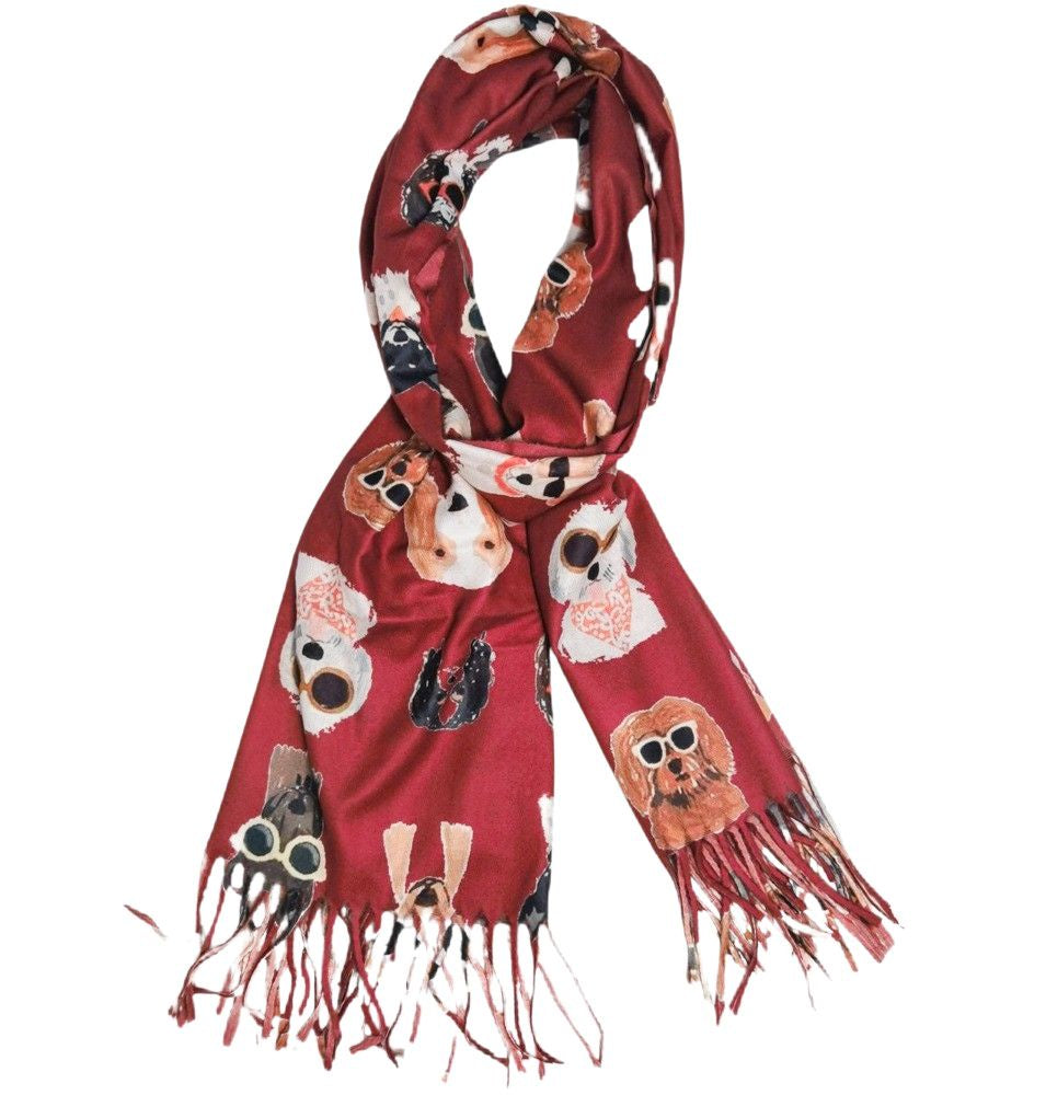 Groovy Dog Scarf Burgundy - Global Free Style