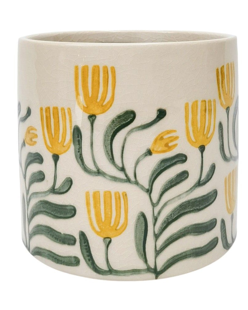 Pilbra Planter Green & Yellow Med 13cm - Global Free Style