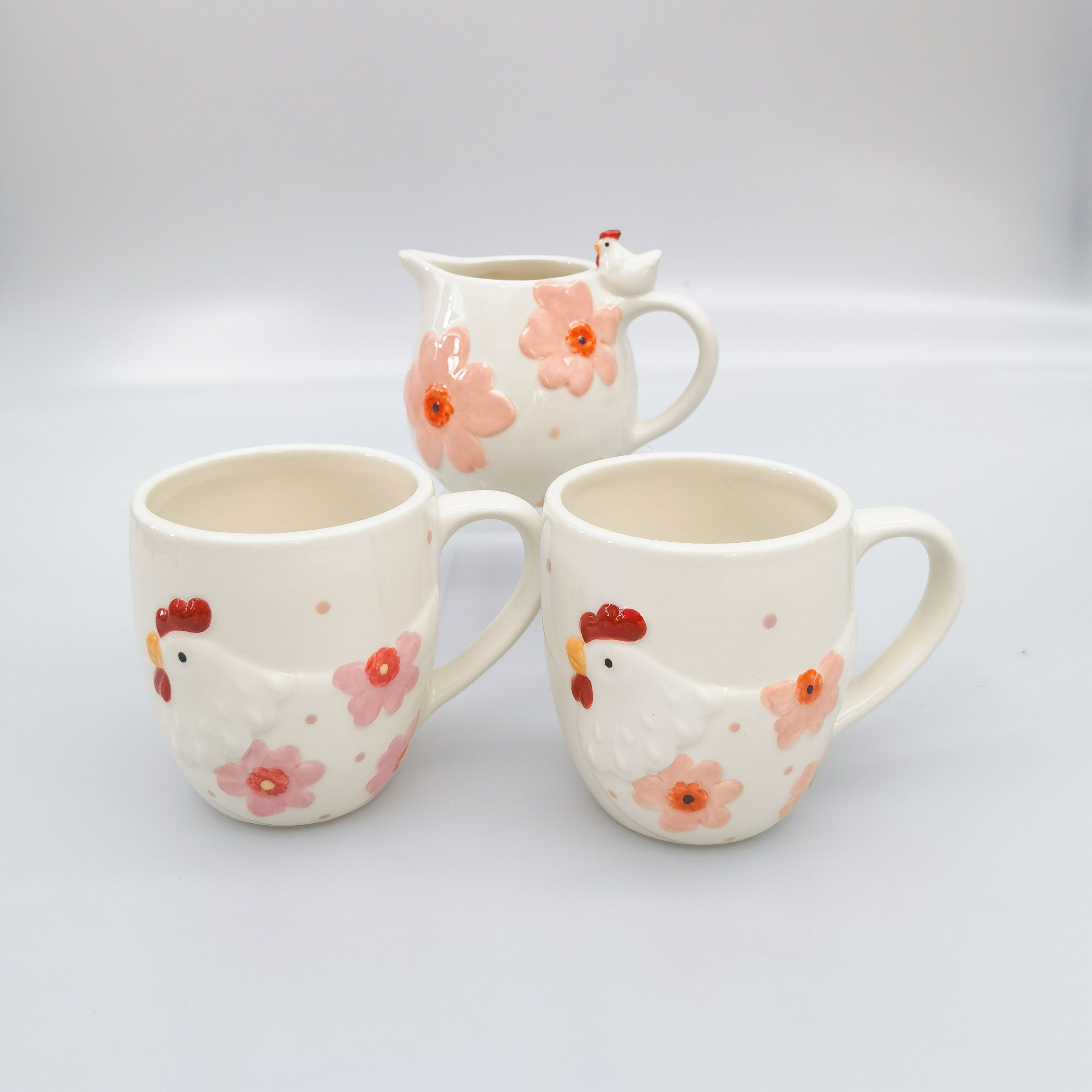 Poppy Chicken Mug Peach 10cm Gifts and Accessories Urban