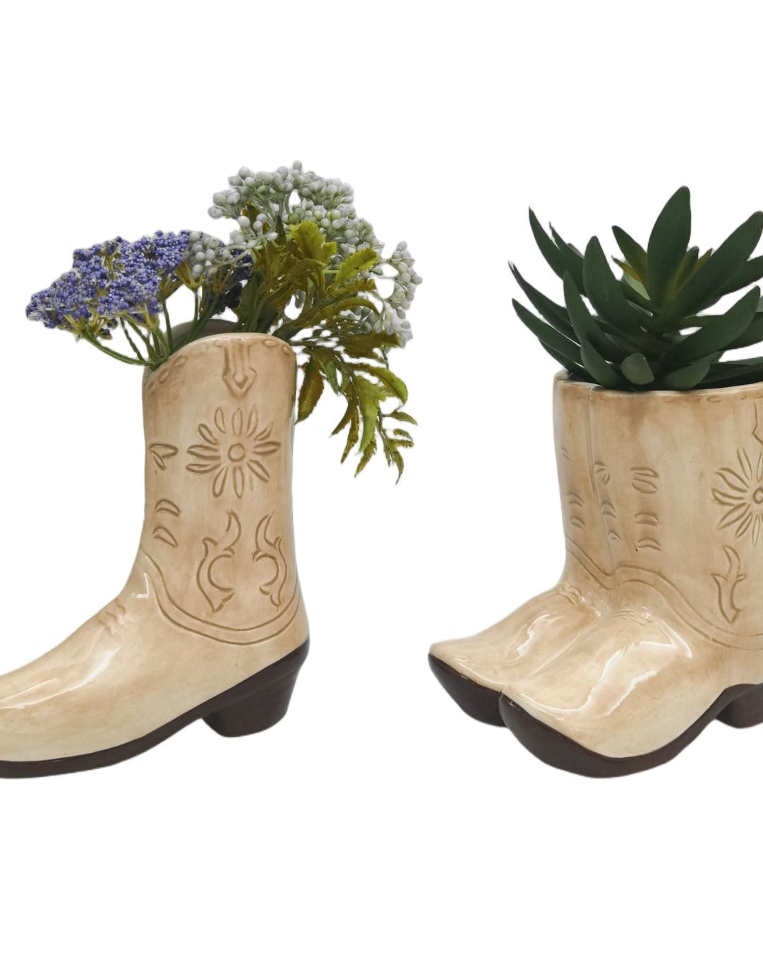 Cowboy Boots Planter Tan 16cm - Global Free Style