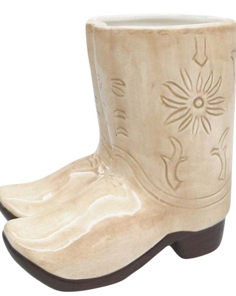 Cowboy Boots Planter Tan 16cm Gifts and Accessories Urban