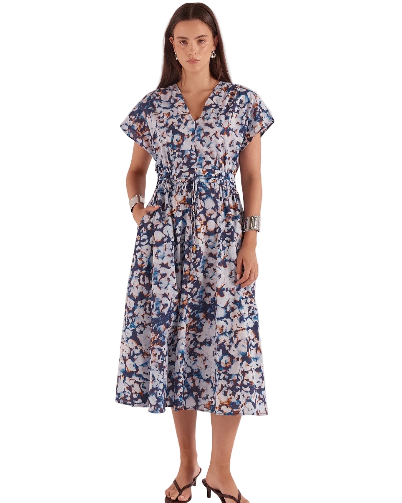 Nazalia Tie Waist Dress Violet Floral Dresses Sass Clothing XS(6)
