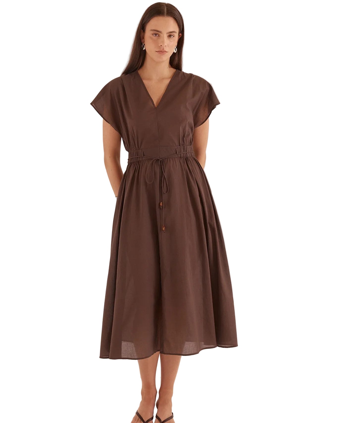 Nazalia Tie Waist Dress Chocolate Dresses Sass Clothing XS(6)