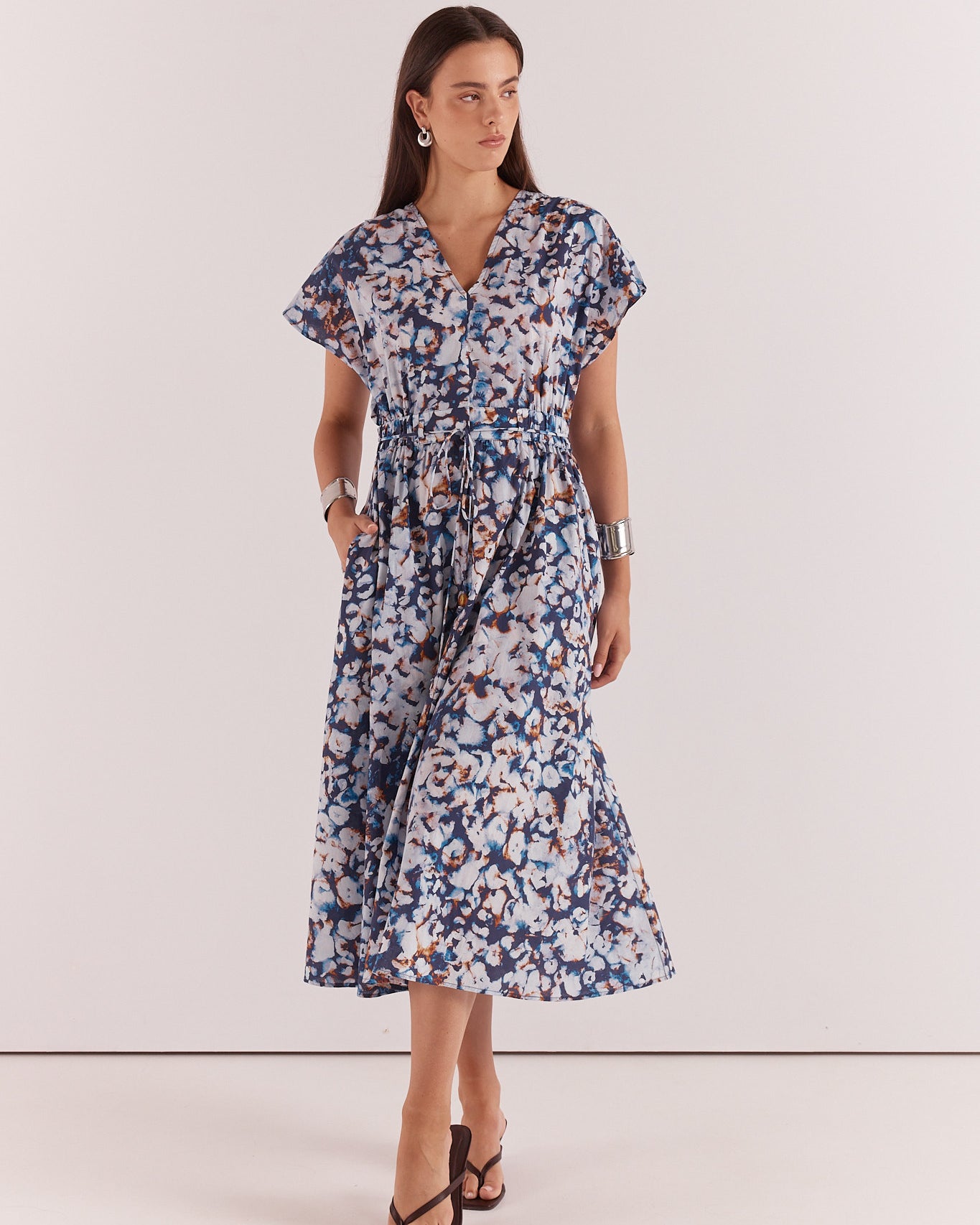 Nazalia Tie Waist Dress Violet Floral Dresses Sass Clothing