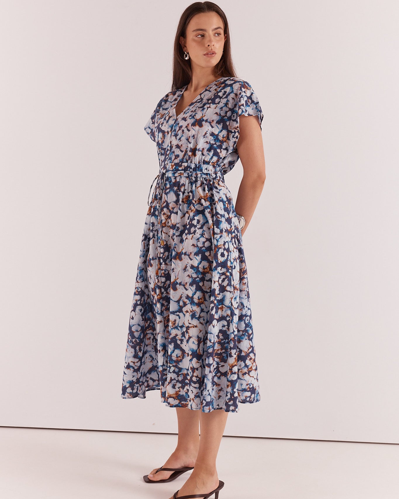 Nazalia Tie Waist Dress Violet Floral Dresses Sass Clothing