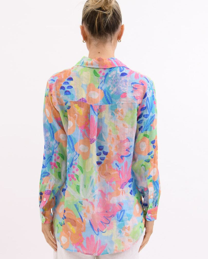 Asta Linen Painted Floral Shirt Tops Worthier