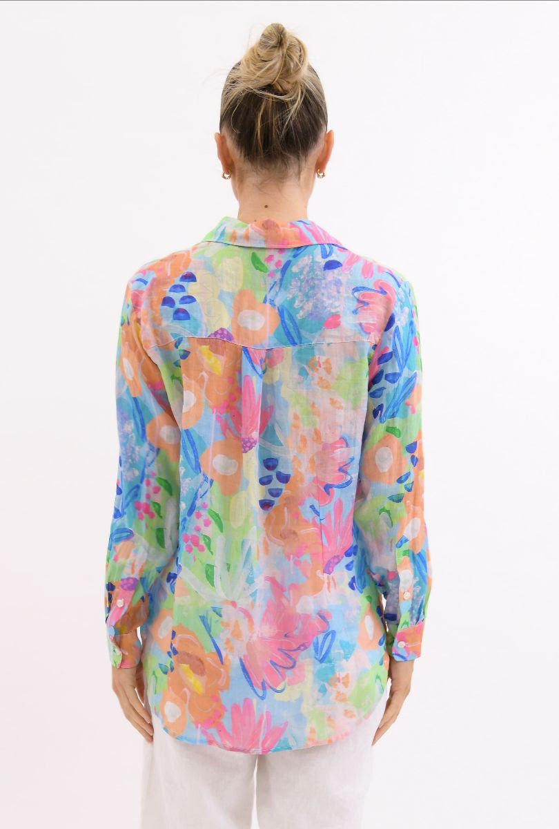 Asta Linen Painted Floral Shirt Tops Worthier