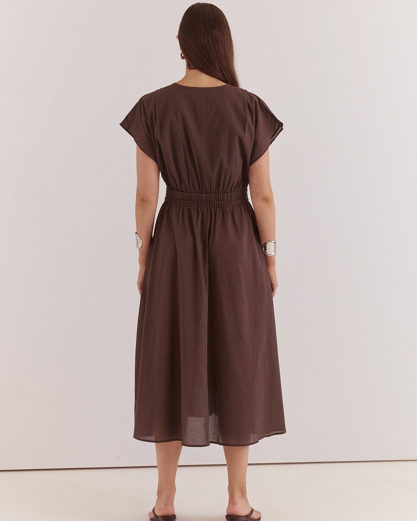 Nazalia Tie Waist Dress Chocolate Dresses Sass Clothing