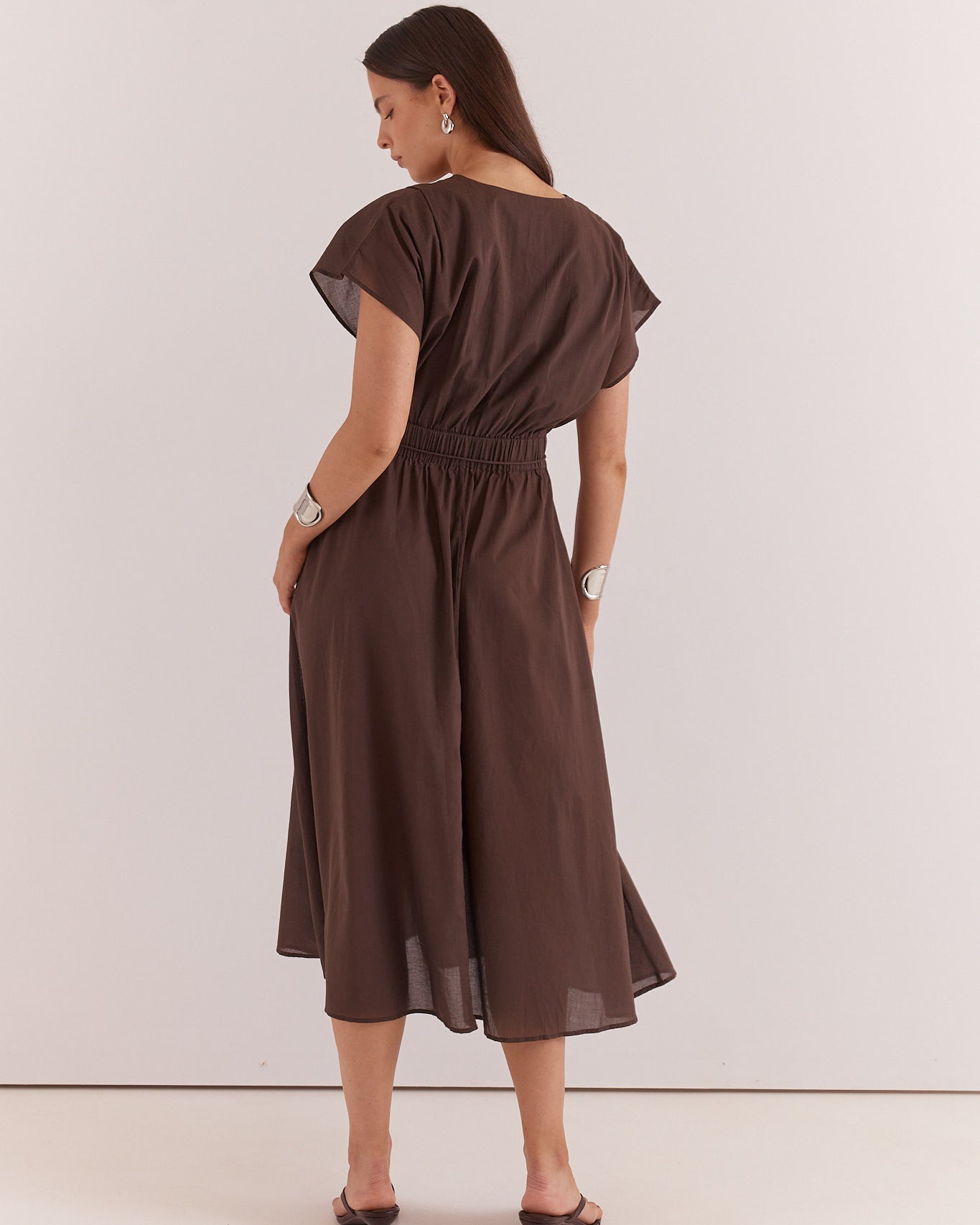 Nazalia Tie Waist Dress Chocolate Dresses Sass Clothing