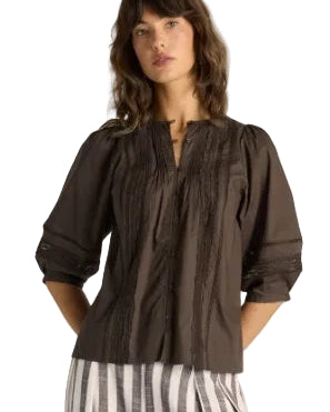 Freya Lace Trim Blouse Chocolate Tops Fate+Becker S(8)