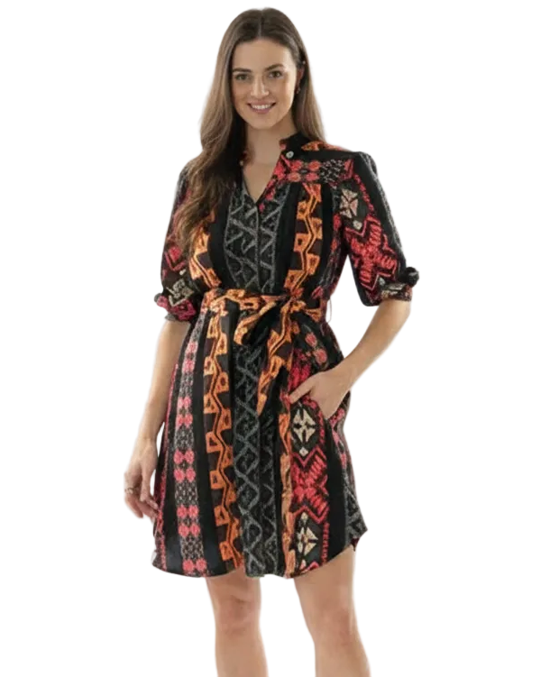 Jacquard Shirt Dress Black Sunset Dresses Joops and Gypsy 8
