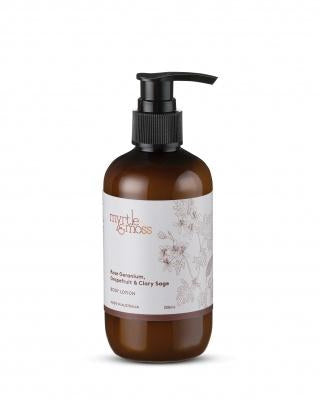 Body Lotion 250ml Rose Geranium Grapefruit and Clary Sage Body Myrtle & Moss