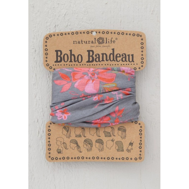 Natural Life Boho Bandeau Grey Pink Floral - Global Free Style